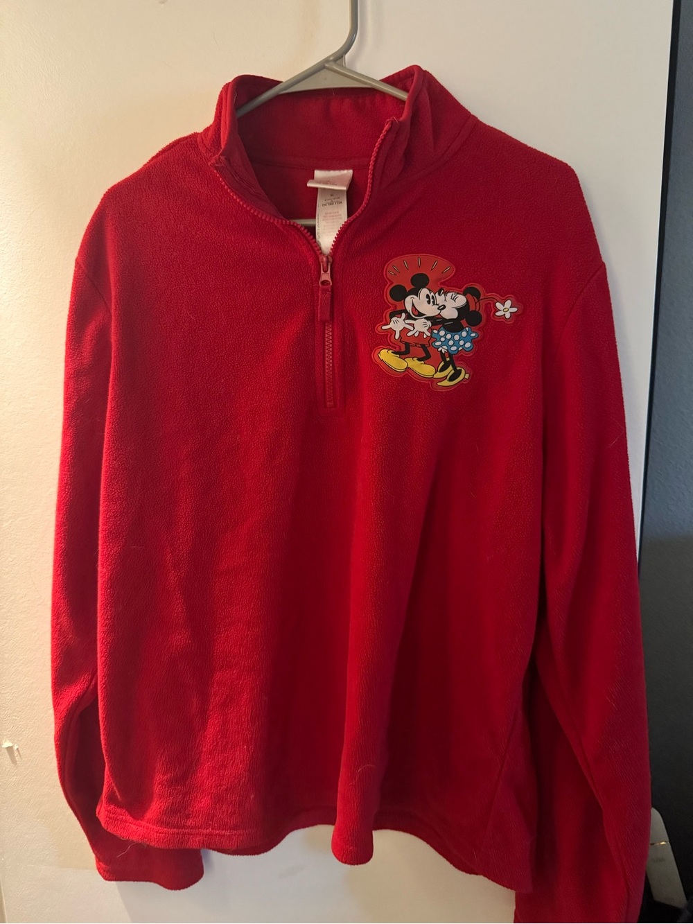 Disney Red Fleece Half-Zip Pullover with Mickey Graphic